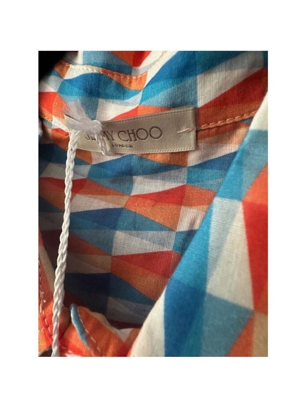 NWT Jimmy Choo Lona Beach Shirt S Geometric Print 100% Cotton Button Down - Picture 3 of 8